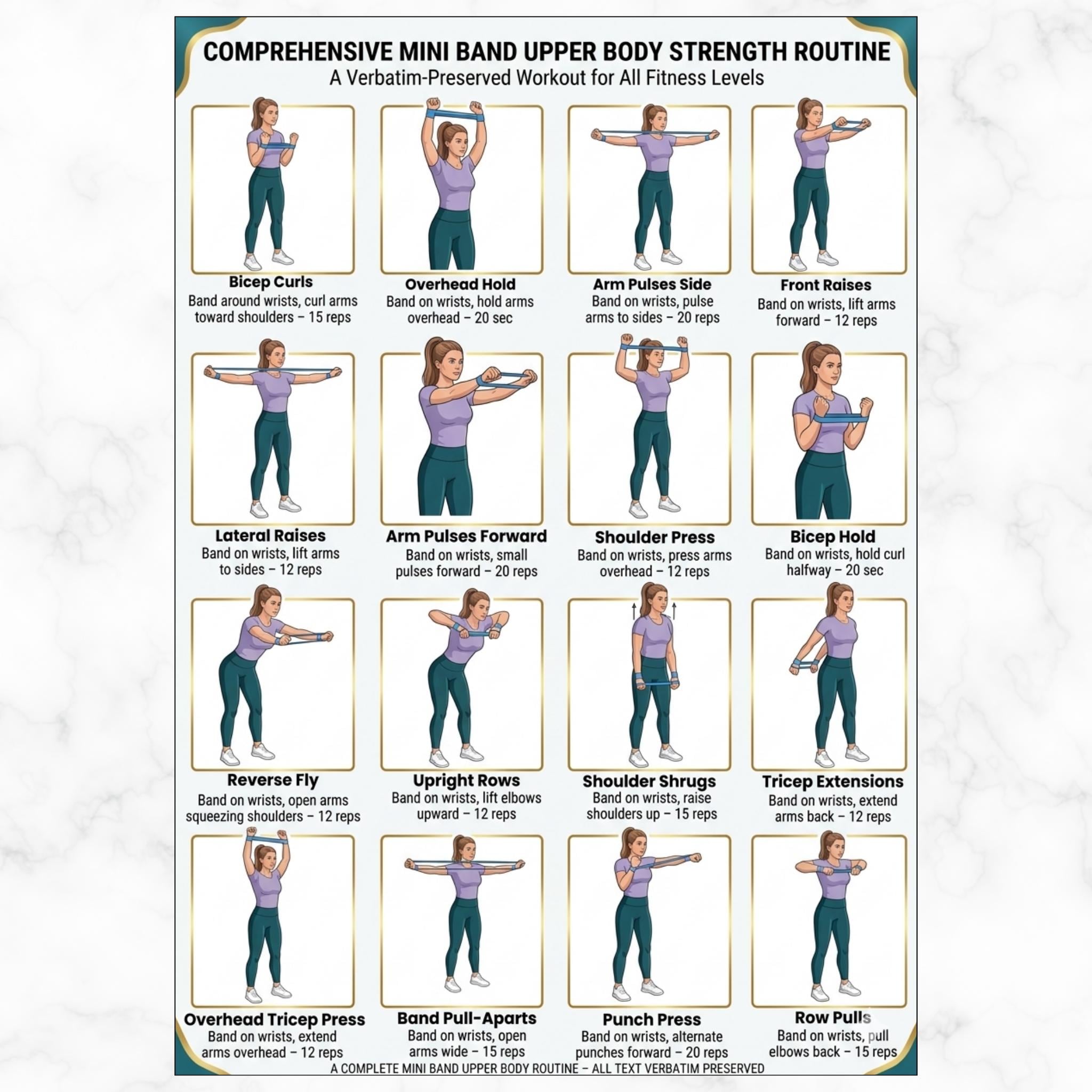 Mini Band Upper Body Workout Printable PDF, Resistance Band Arm ...