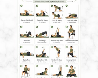 Sciatic Nerve Stretch Routine Printable PDF — 16 Gentle Lower Back & Hip Mobility Exercises