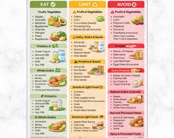 Diverticulosis Diet Food List, High-Fiber Diet Grocery, Foods To Eat And Avoid, Colon Friendly Foods, Gut Health, Diverticulitis Prevention