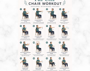 Printable Tai Chi Chair Workout for Seniors | Chair Yoga Exercise Plan (PDF)