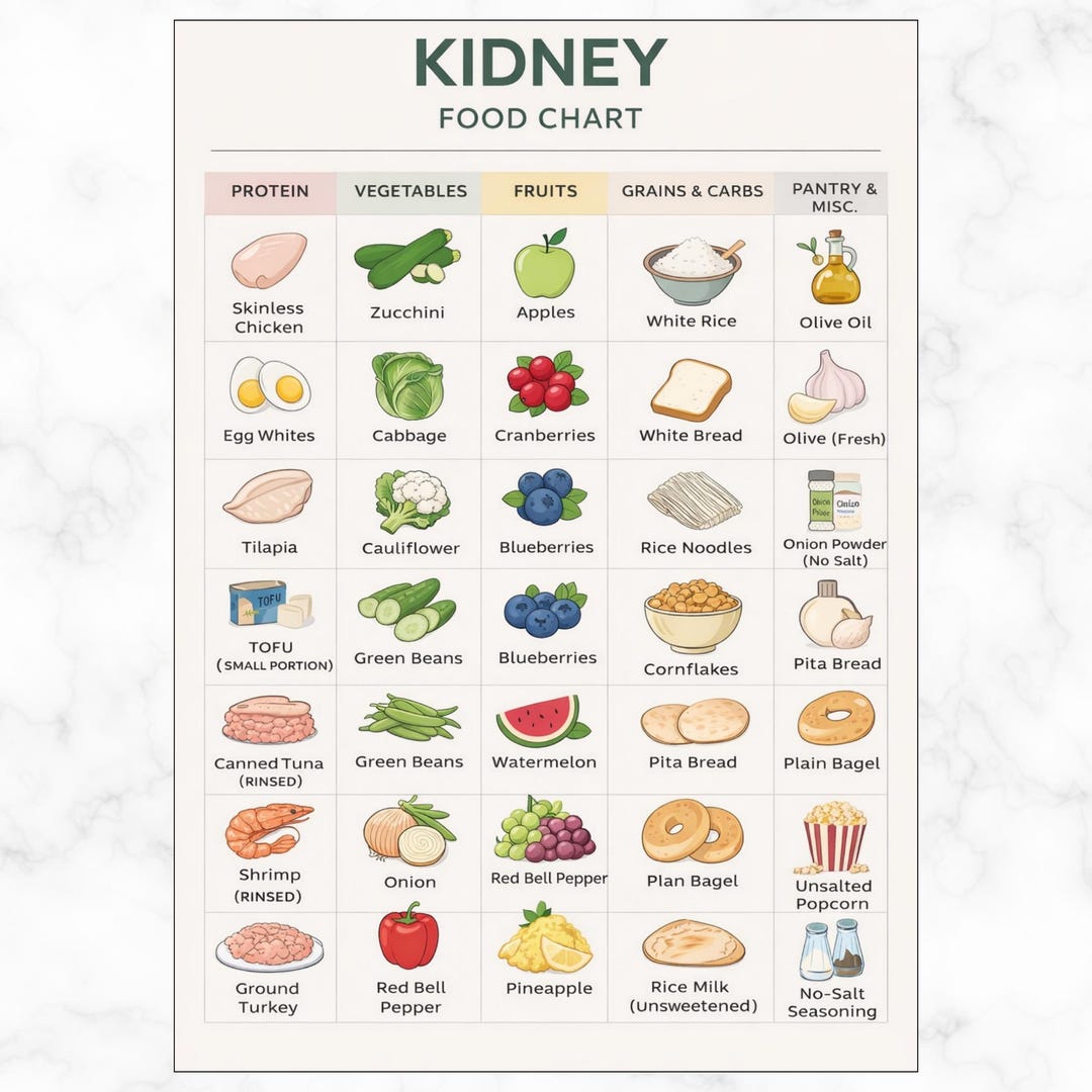 Kidney Disease Food List, Renal Diet Chart, Eat Limit Avoid, Kidney ...