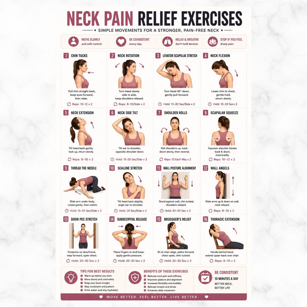 Static Stretch Routine Neck Pain Relief Exercises, Neck Tension Stretches, Tech Neck Posture ...