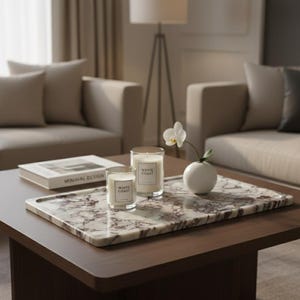 カラカッタ ビオラ 大理石トレイ | 装飾オーガナイザートレイ | 正方形/長方形トレイ | サービングトレイ | 天然大理石コーヒーテーブルトレイ ギフト