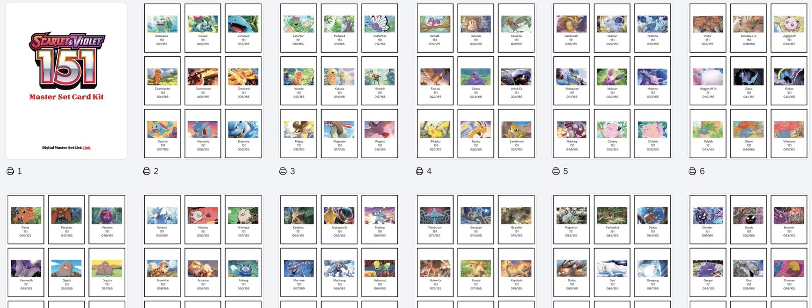 Pokemon: 151 Master Set Card Kit List - Etsy