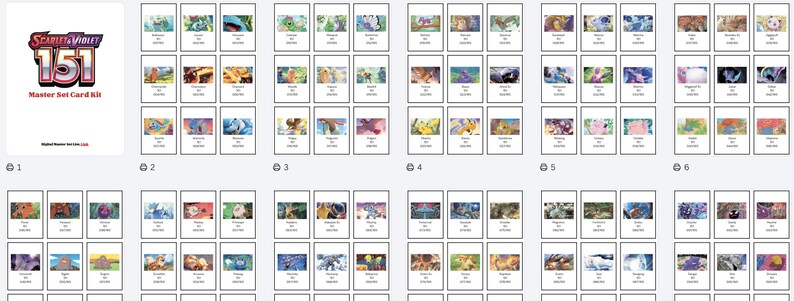Pokemon: 151 Master Set Card Kit List - Etsy