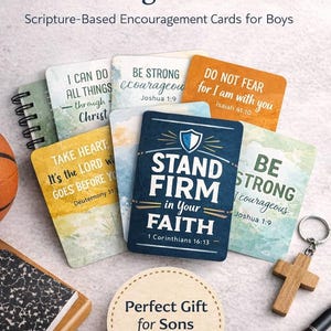 Christian Teen Boy Scripture Cards, Encouragement, Faith Affirmations (Digital Download)