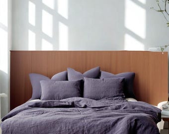 Rustic Purple Linen Sheet Set with Organic Bedding | Seamless Pillowcases | Breathable, Eco-Friendly, Hypoallergenic, Year-Round Comfort