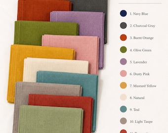 Set di 100 tovaglioli di lino / Eleganti tovaglie in tessuto riutilizzabili in 12 colori