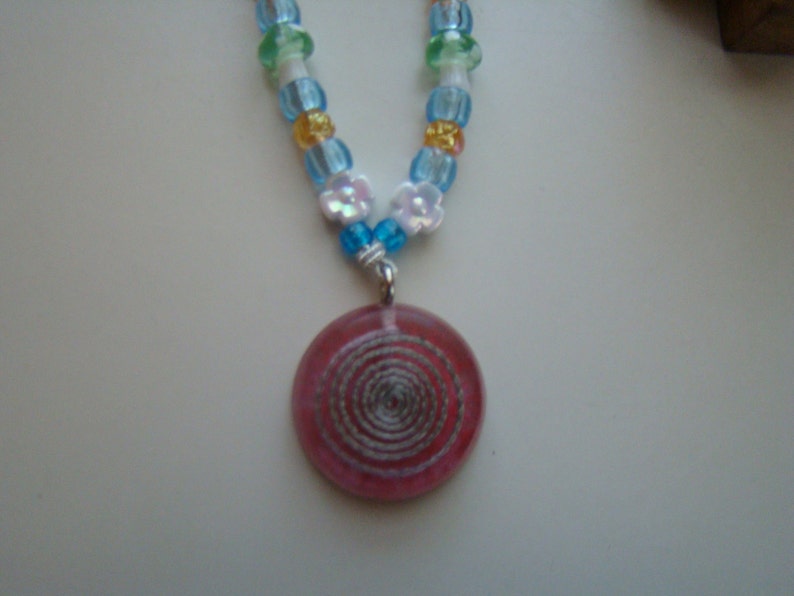 Spiral Charm Kandi Necklace with Flower and Mushroom Beads Etsy