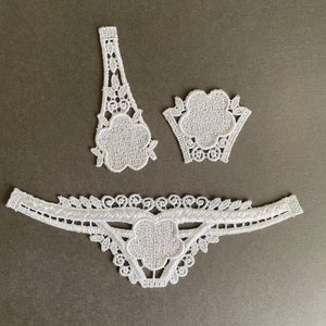 3pc Floral Applique Set - White