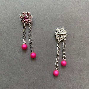 2pcs Pink Rhinestone Dangling Slide