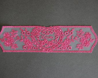 Pink Love Embroidered Banner Applique