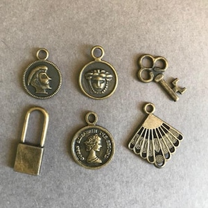 6pc Antiquity Brass Charms