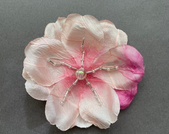 Pink/Pink Ombre Beaded Flower with Pin Back