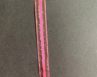 6yds - Hot Pink Organza Ribbon with Gold Metallic