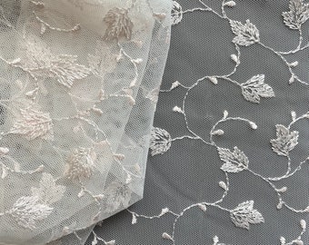 Champagne Leaf Allover Embroidery