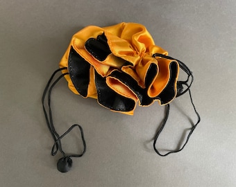 Gold/Black Satin Drawstring Jewelry Pouch