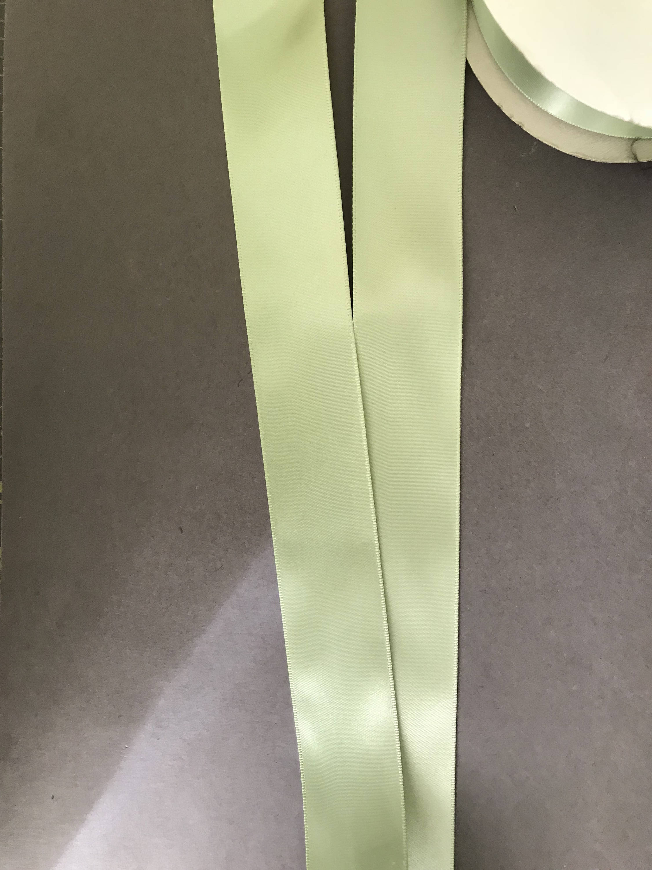 Double Face Satin Ribbon - 5/8 Inch Wide, 50 Yard Roll, Moss Green | Stitched Edge Polyester Craft Ribbon 5 thumbnail image