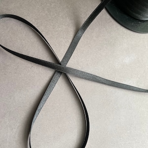 5yds - 1/4&quot; Black DF Satin Ribbon