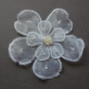 2pc Small - Sequin White Organza Flower