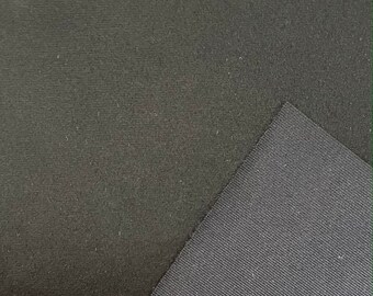 May include: Close-up of two different black fabrics. One fabric has a smooth, velvety texture, while the other has a more textured, woven appearance.
