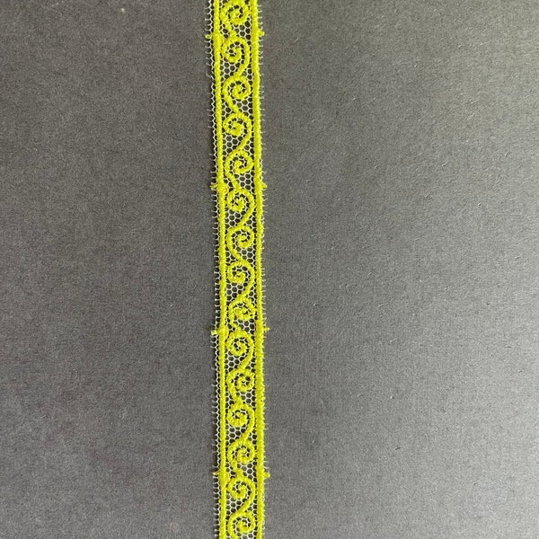 Neon Yellow Scrolled Embroidered Trim