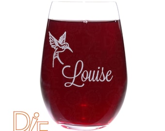 Hummingbird Wine Glass Personalized