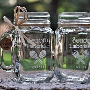 Mexican Wedding Senor Senora Maracas Mason Jar Set