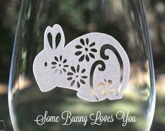 Engraved Bunny Wine Glass: Personalized Easter Gift