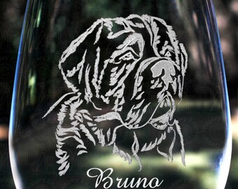 St Bernard Wine Glass with Complimentary Personalization Stemmed Stemless or Crystal