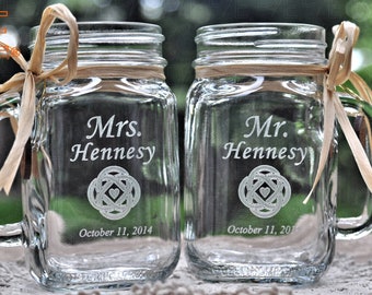 Celtic Mason Jars Set of 2 Pesonalized