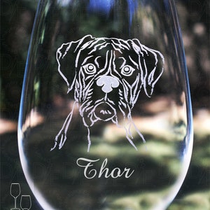 Boxer Wine Glass with Complimentary Personalization Stemmed Stemless or Crystal
