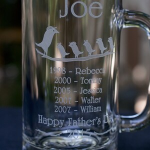 Dad Beer Mug Sport Caps and Bows Up to 5 lines for Childrens Birthdays and Childrens Names image 4