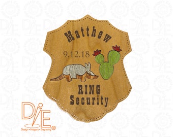 Western Wedding Badge Armadillo and Cactus