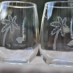 Palm Tree Wine Glasses - Set of 2