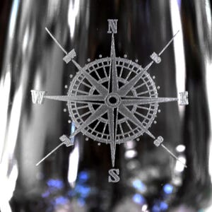 Compass Rose Wine Glass Personalized