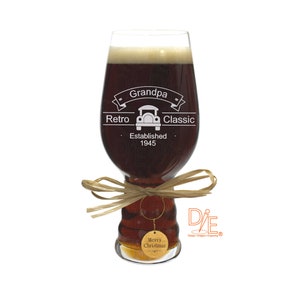 Crystal IPA Beer Glass Classic Car with Established and Year