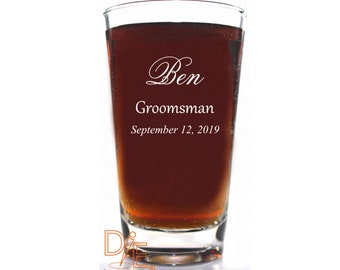 Personalized Wedding Party Beer Glass for Gentlemen