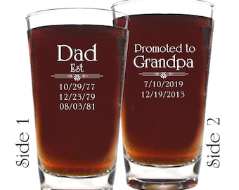 Dad Husband Granddad Promoted to Beer or Hiball Glass with Kids Birthdays
