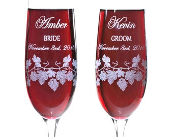 Grape Ivy Wedding Flutes for your Vinyard Wedding