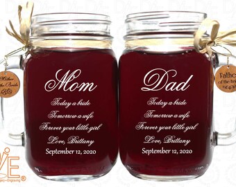 Mom and Dad of Bride Gift Mason Jars