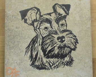Schnauzer Dog 6x6 Ceramic Cork Backed Trivet Tile