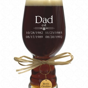 Dad IPA Crystal Beer Glass Personalized with Wooden Glass Charm Daddy Fathers Day Gift image 4