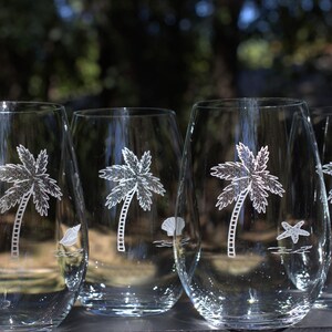 Palm Tree Wine Glasses Set of 4