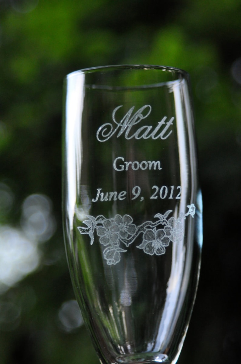 Wedding Toasting Glasses, Decor, Table Settings,Bride and Groom by Design Imagery Engraving image 3
