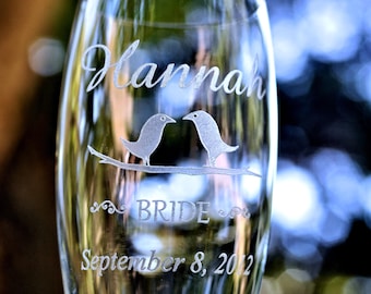Love Bird Champagne Flutes Set of 2 with Choice of Charms