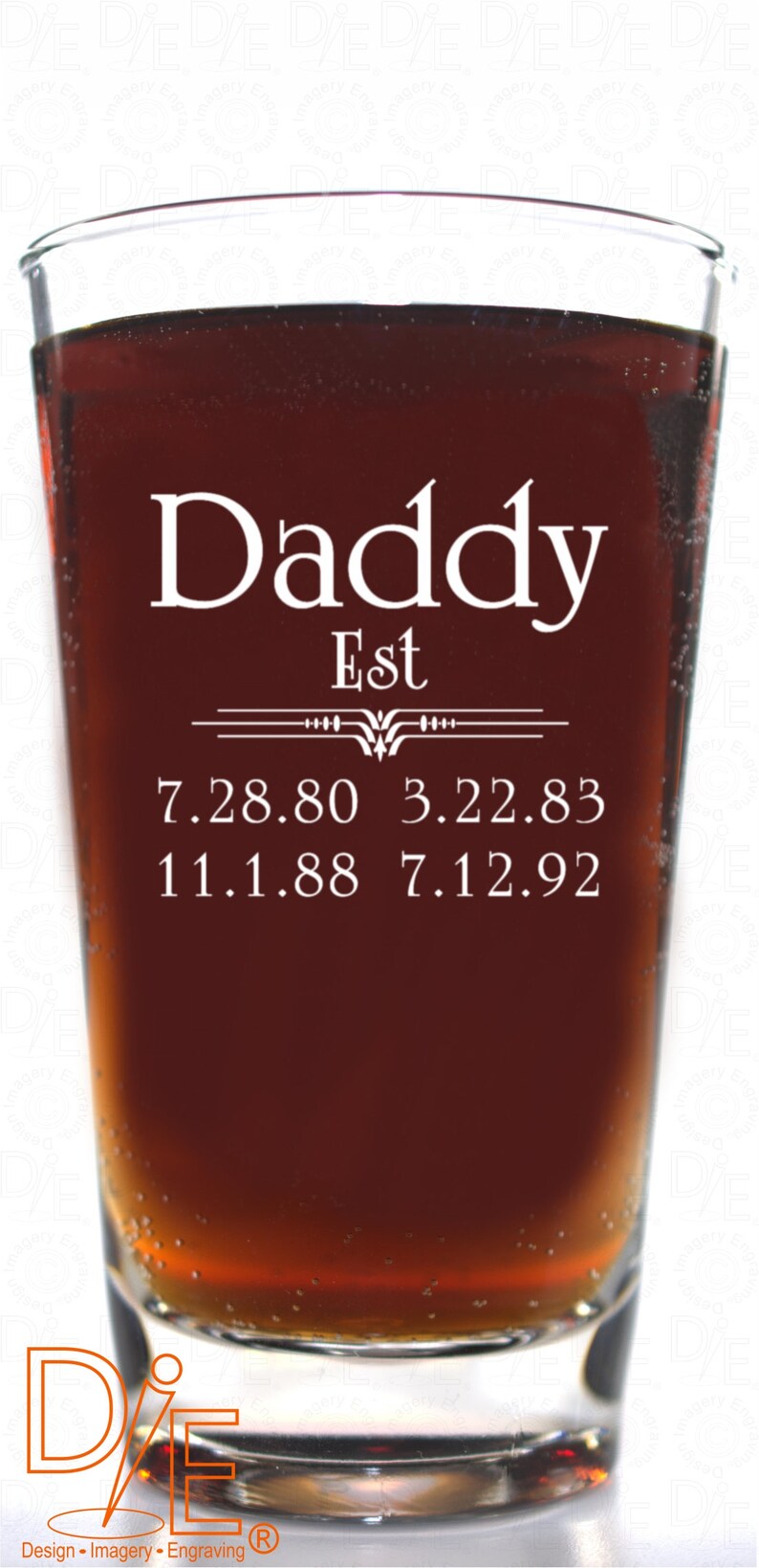 Daddy Est Beer Glass Dad Brother Uncle or Grandpa Pilsner Etsy