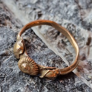 Ocean Relic, Solid Bronze 3 Shell Ring, Organic Handmade Jewellery,  Ancient Artefact Inspired Ring