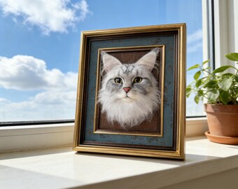 Custom Needle Felted Pet Portrait Frame, Handmade Keepsake Gift