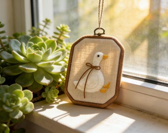 Felted Goose Embroidery Hoop, Custom Nursery Wall Art
